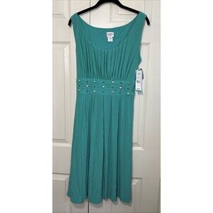 NEW NWT Vintage 90s Miss Dorby Dress Size 16 Pleated Beaded Full Skirt Chiffon